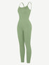 Well-in Vogue High Stretchy Seamless Sling Tummy Control Jumpsuit Removable cup pads